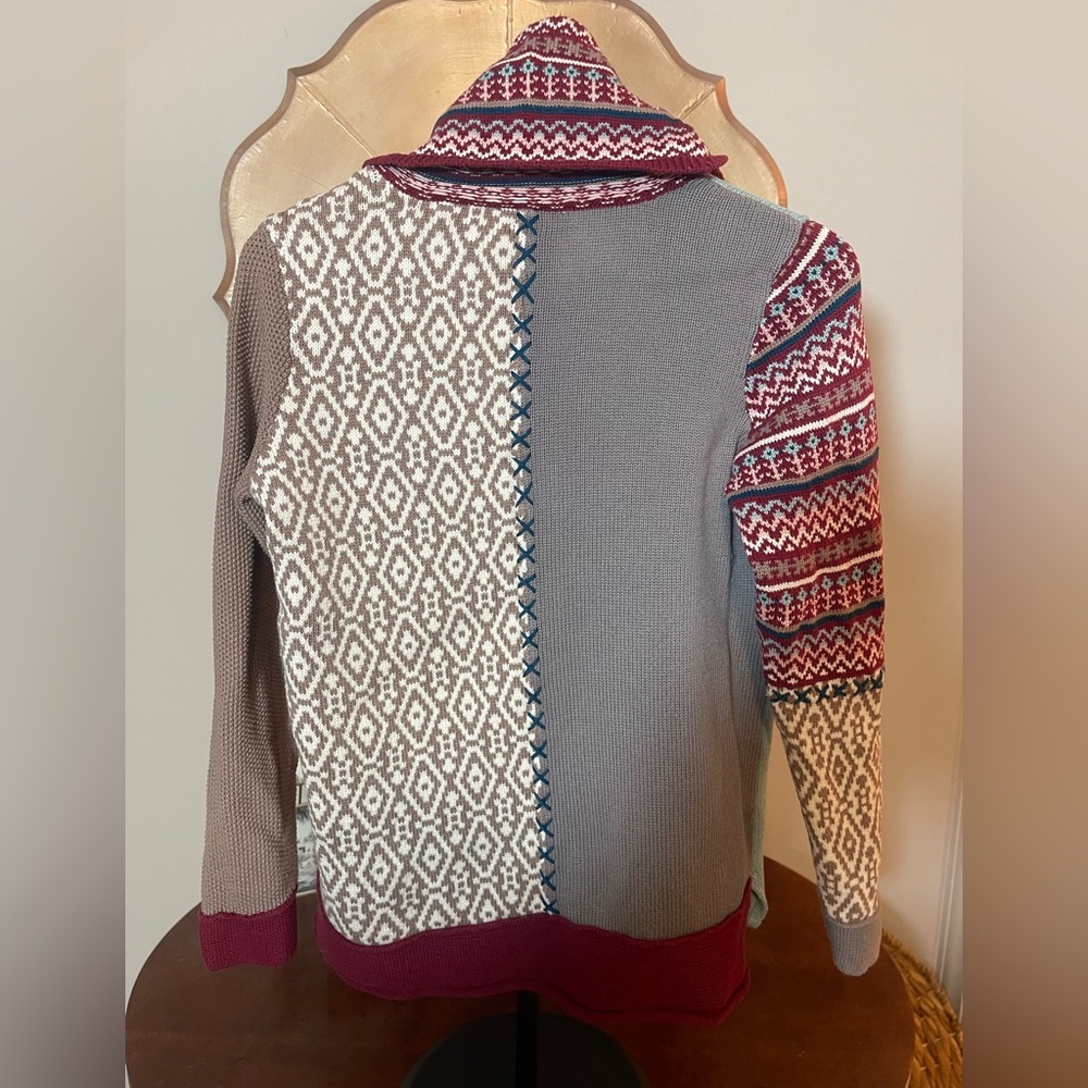 VTG Multicolor Patchwork Cowlneck Tunic Sweater C… - image 8